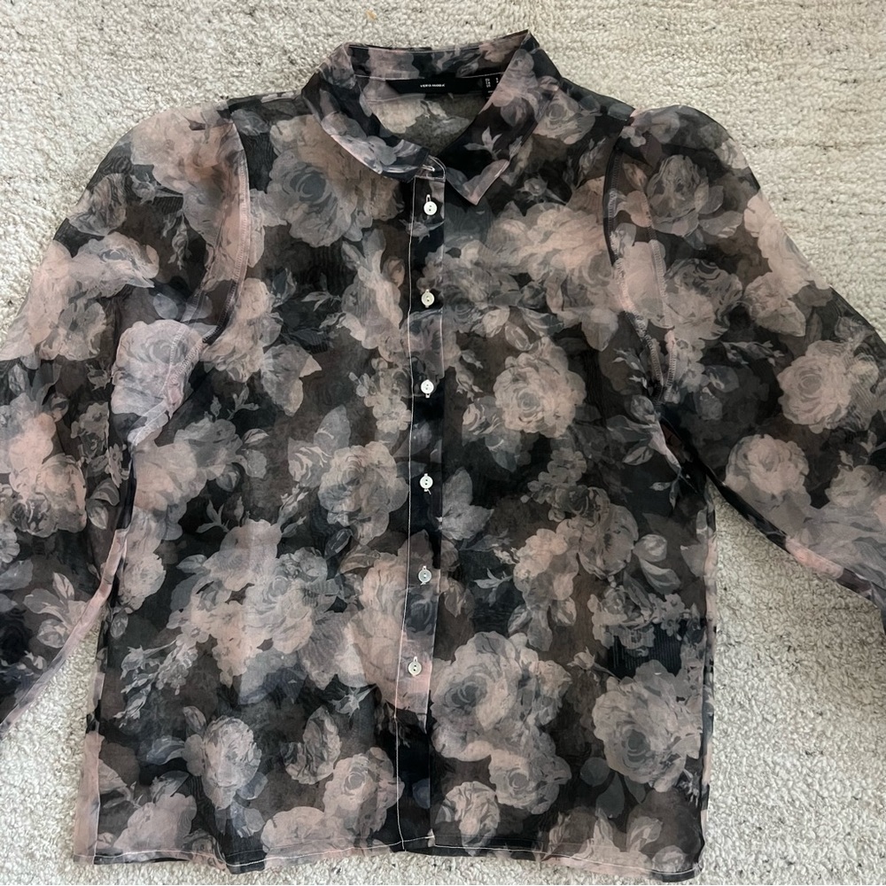 Lulu’s Sheer Floral Button Down